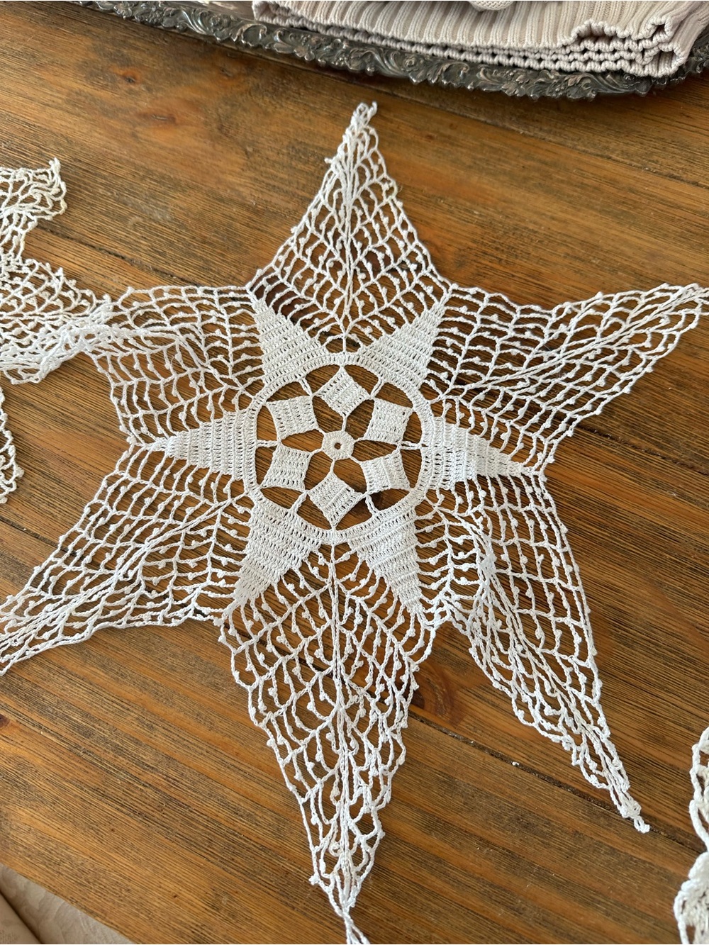 Vintage Hand-Crocheted Star Lace Doily